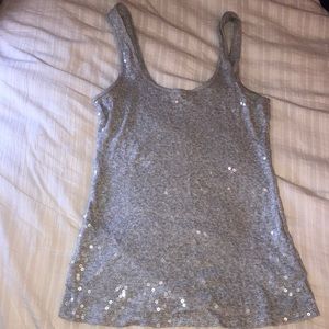 Express Clear Sequined Ribbed Tank